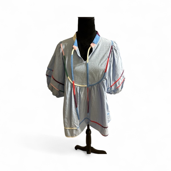 Tops - Colorful Trim Blouse